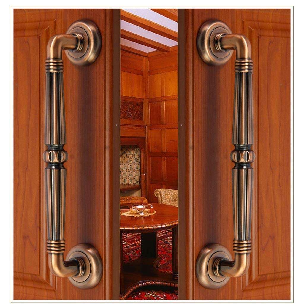 YI-LIGHT Surface Mounted Door Handle, Door Lever Metal Door Fire-Proof Door Wooden Door Security Door Door Hardware Door Handle (Color : Brass) 6