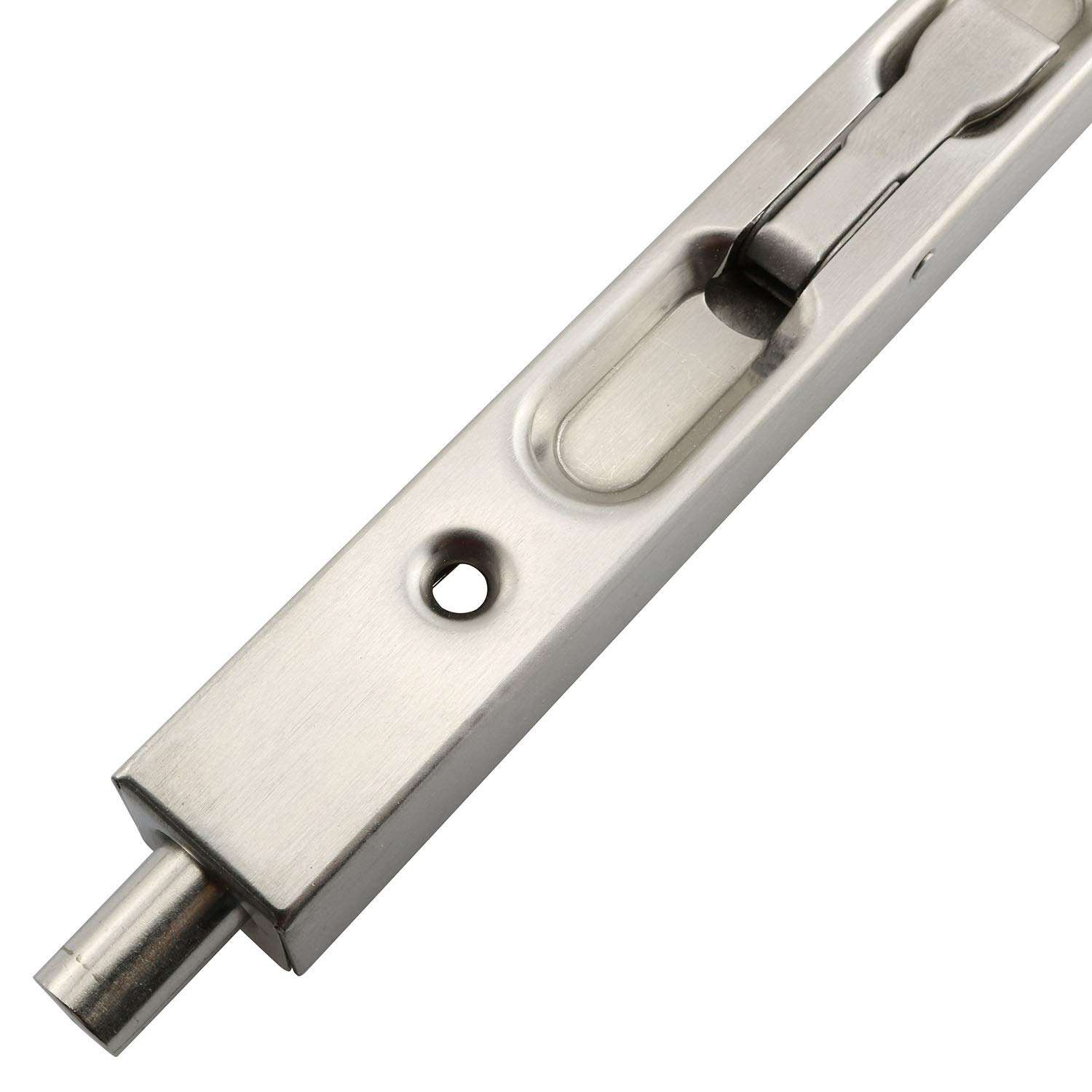 RuiLing 1-Pack 304 Stainless Steel Safty Concealed Slide Bolt Lock,Security Guard Lever Action Door Flush Bolt Latch for Furniture Hardware Fitting Accessories 6 Inch 4