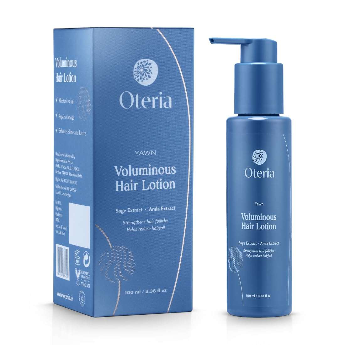 Oteria Luxury Voluminous Hair Lotion (100 ML) - Infused with Amla, Fenugreek, Sage, and Curry Leaf, Hair Lotion/Serum for Hair Fall, and Scalp Health 1