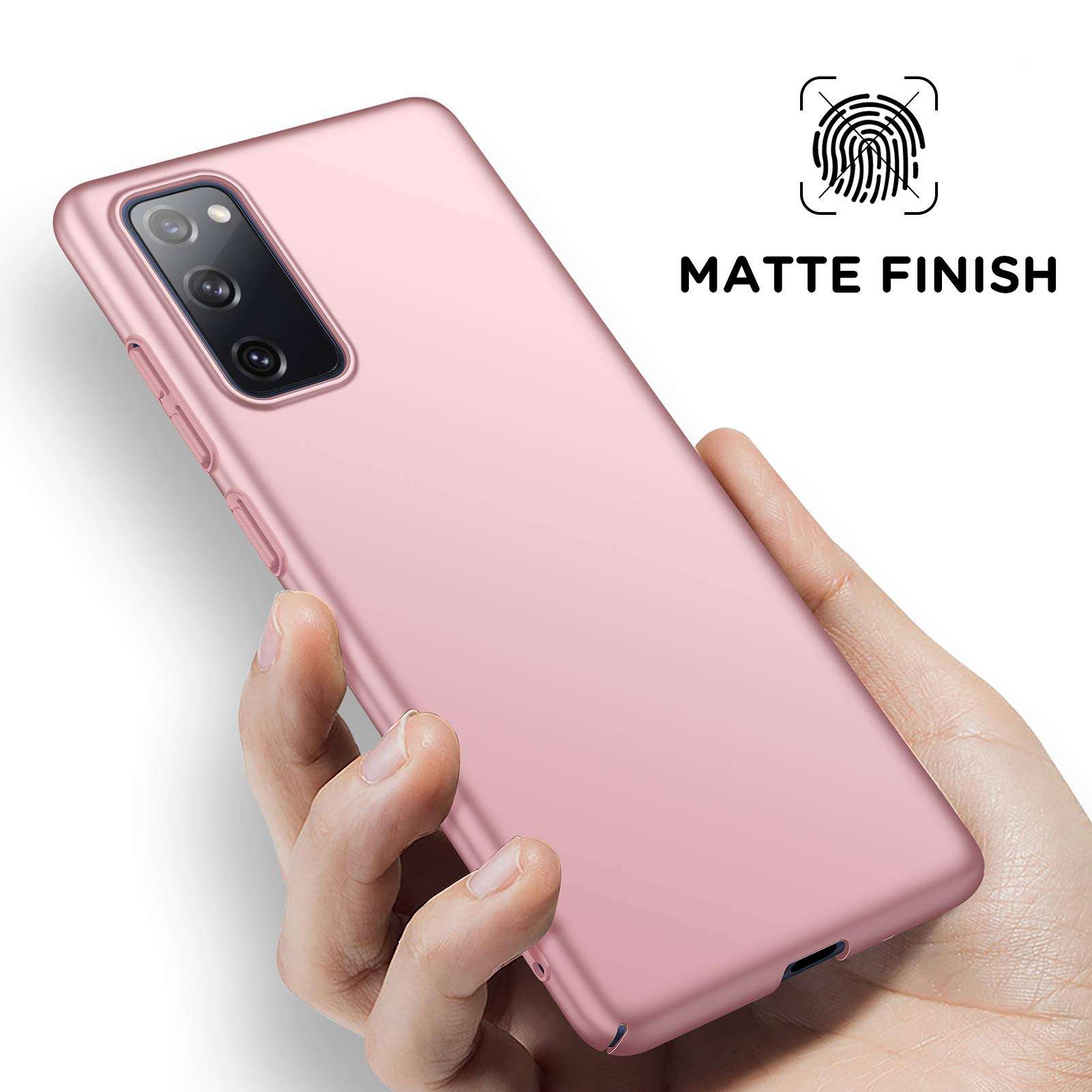 ORNARTO Case for Samsung S20 FE 5G,Thin Premium Hard Plastic Matte Finish Anti-Scratch Cover Cases for Samsung Galaxy S20 FE 5G(2020) 6.5" Rose 6