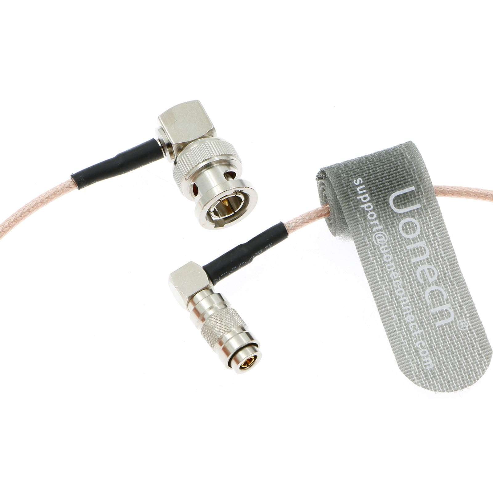 Uonecn RG179 Right Angle BNC to Right Angle DIN 1.0/2.3 mini BNC 75ohm Coaxial Cable Video Cable for Blackmagic HyperDeck Shuttle 50cm 3