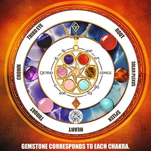 Chakra Healing Necklace Crystals Stones Beads Gold Plated Gemstone Handmade Spiritual Jewelry for Women Girls Gifts 6