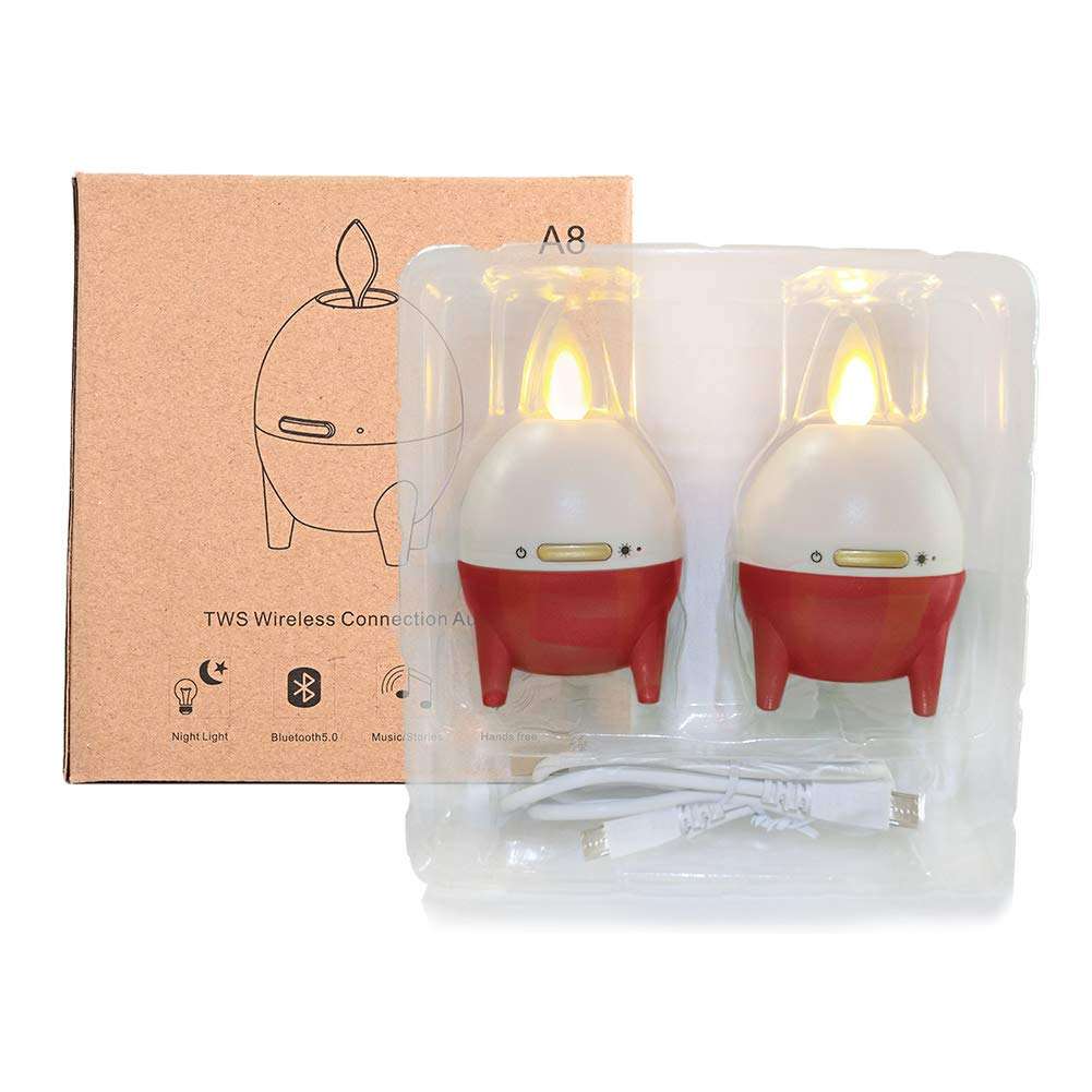 uuffoo LED Candle Light Speaker, Portable Mini Bluetooth 5.0 Flame Effect Speaker with Romantic Candle Night Light, TWS Stereo Support (2 Pack) 5