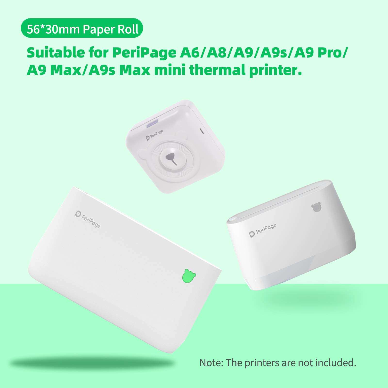 Semi-Transparent Thermal Paper,PeriPage Translucent Photo Sticker BPA-Free Adhesive Thermal Sticker Paper Roll Sticky Paper Waterproof for PeriPage A6/A8/A9 Series Mini BT Thermal Mobile Printer 6