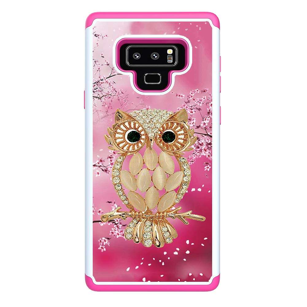Asdsinfor Galaxy Note 9 Case Painted Print Plastic Dual Layer 2 in 1 Hard PC Soft TPU Silicone Shockproof Anti-Fall Case Cover for Samsung Galaxy Note 9 2 in 1 Seashell Owl CH-YB 2
