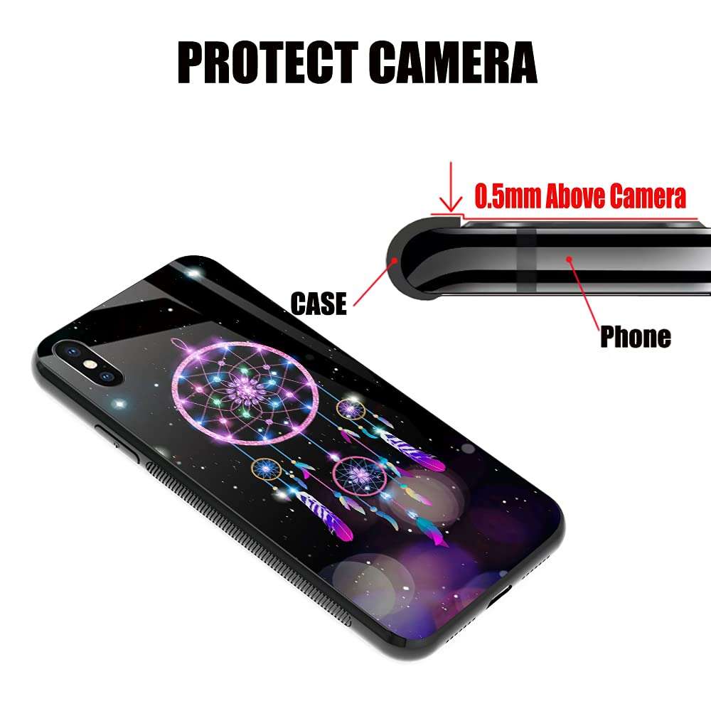 TnXee iPhone Xs Max Case,Colorful Dream Catcher Starry Sky Pattern for iPhone Xs Max Case,Women Girl 9H Glass Scratch Proof Cover with TPU Soft Edge Antiskid Design Case for iPhone Xs Max-6.5inch 3