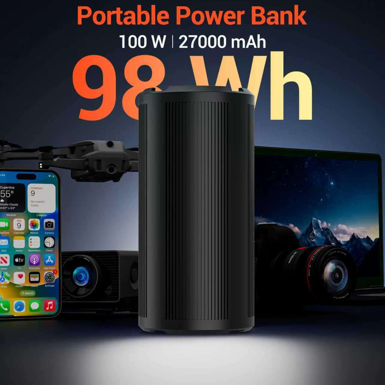 Flyvair Portable Laptop Charger 27000mAh 98Wh, Power Bank with AC Outlet 65W PD Fast Charging External Battery Pack, Mini Portable Power Station for MacBook Pro Dell HP Travel Camping Airline Approved 3