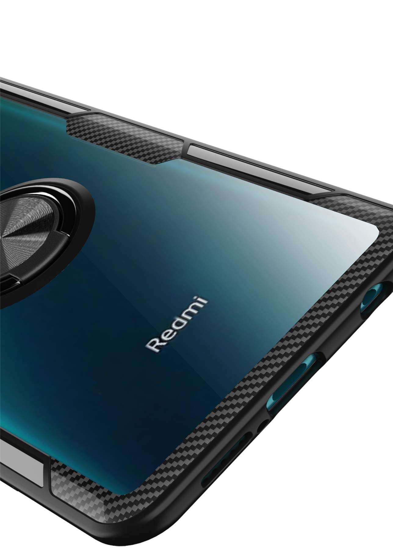 Xiaomi Redmi Note 9s Case,360° Rotating Ring Kickstand Protective Case,Silicone Soft TPU Shockproof Protection Thin Cover Compatible with[Magnetic Car Mount] for Xiaomi Redmi Note 9 Pro(Black/black) 6