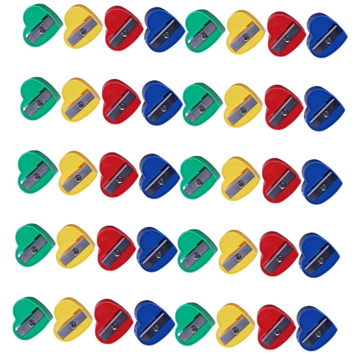 FIXOSHEE 40Pcs Heart Pencil Sharpeners Manual Sharpener Cute Cartoon Design for School Supplies Students and Birthday Celebrations 1