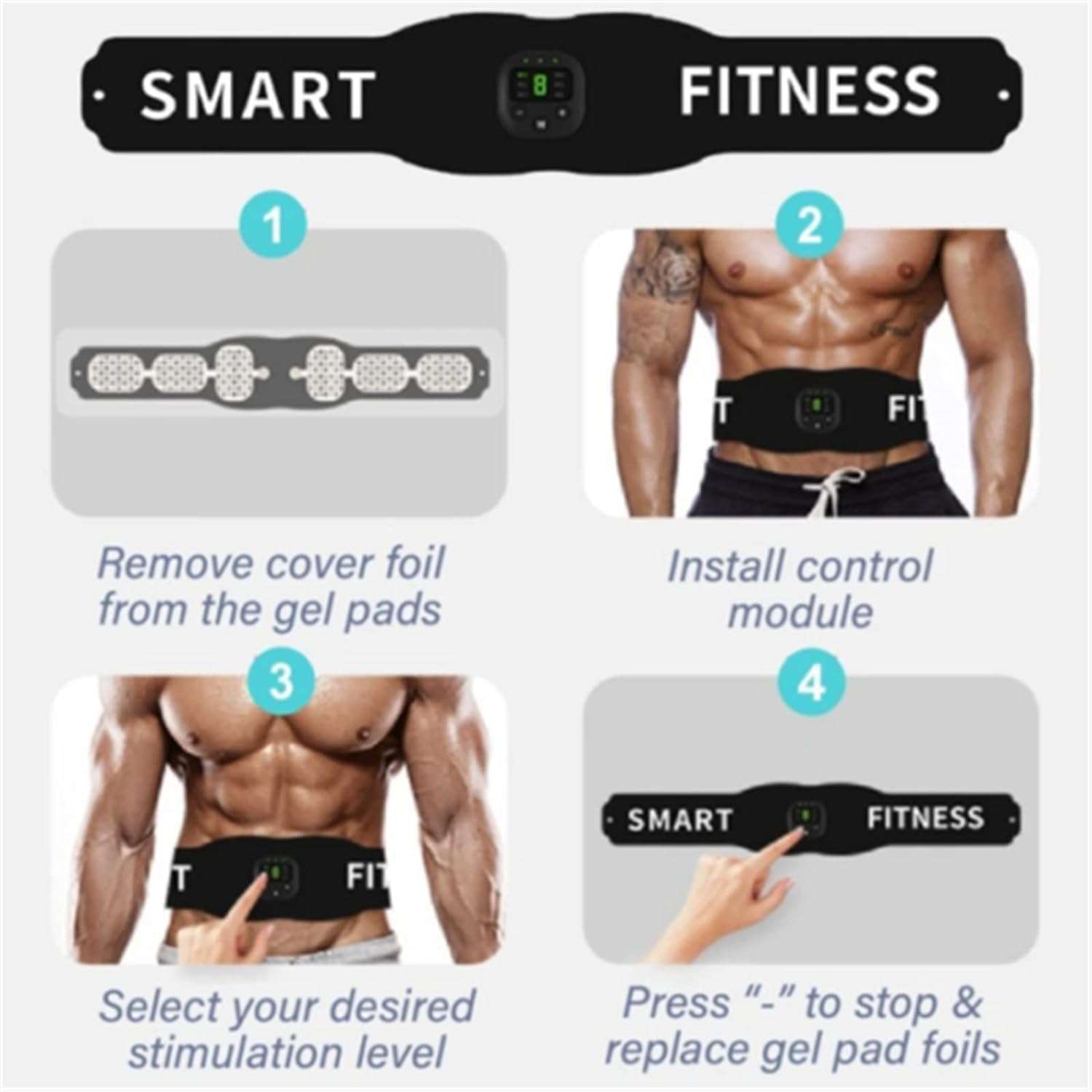 Oracle MART 6 Modes EMS Muscle Stimulator, Abs Trainer Fitness Training Gear Weight Muscle Training, Ab Belt Toning Gym Workout Machine for Men & Women 5