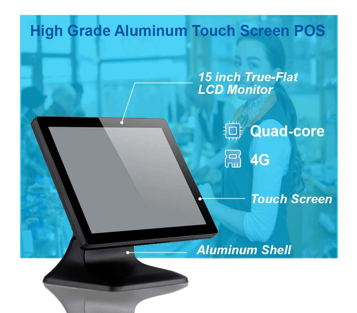POS Cash Register POS Machine 4G+64G with 15” Touch Screen Monitor WiFi Module Windows 10 for Small Business, Restaurant, Supermarket, Grocery, Convenience, Pharmacy, Retail (Double Screen) 6