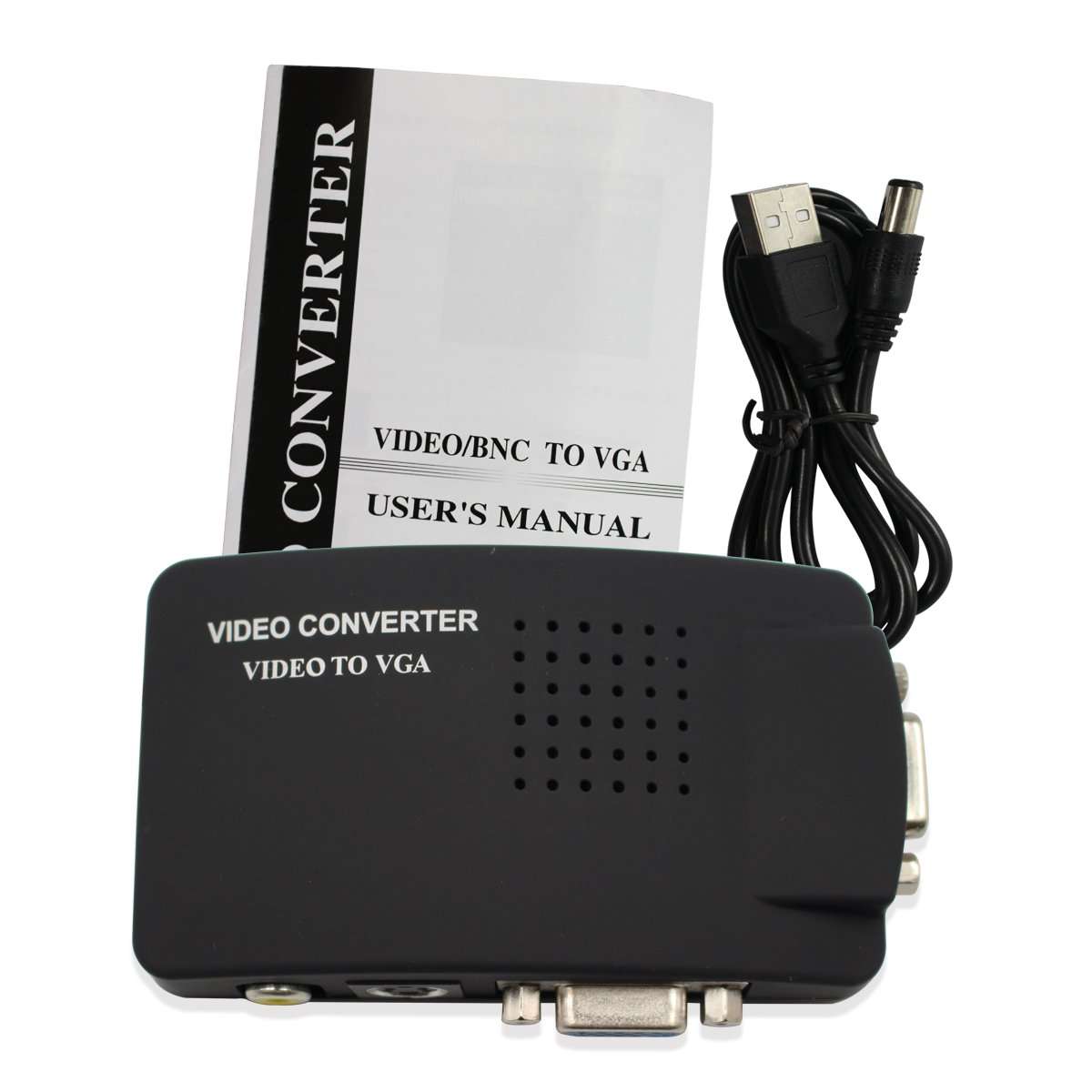 AV to VGA Converter Composite S-Video Signal Adapter with VGA Loop for Monitor Notebook Computer STB DVR 6