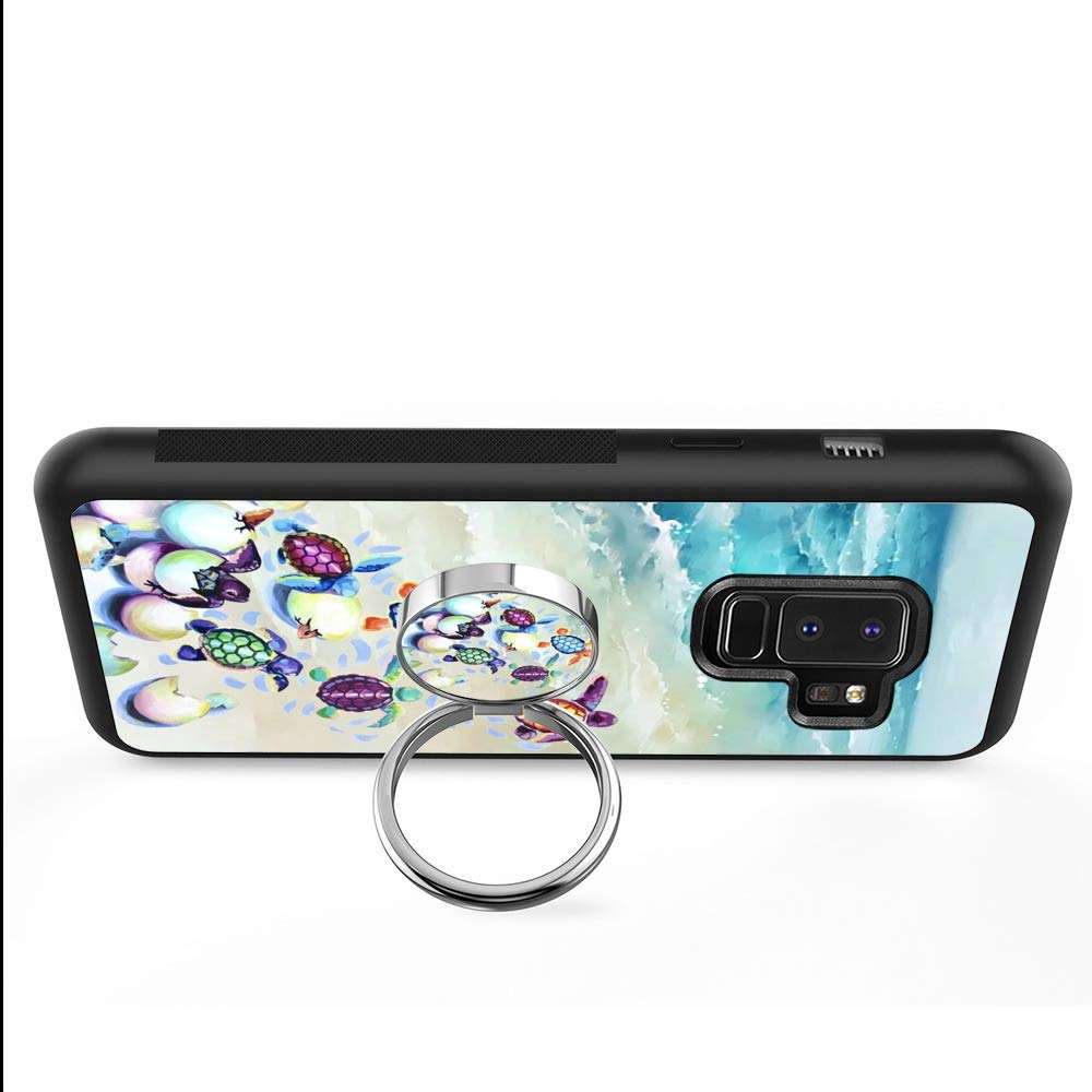 Samsung Galaxy S9 Plus Mobile Phone Case, with Fixed Ring Turtle Soft Black TPU Rubber and PC Non-Slip Grip Cover, Compatible for Samsung Galaxy S9 Plus (Turtle) (Turtle) 2