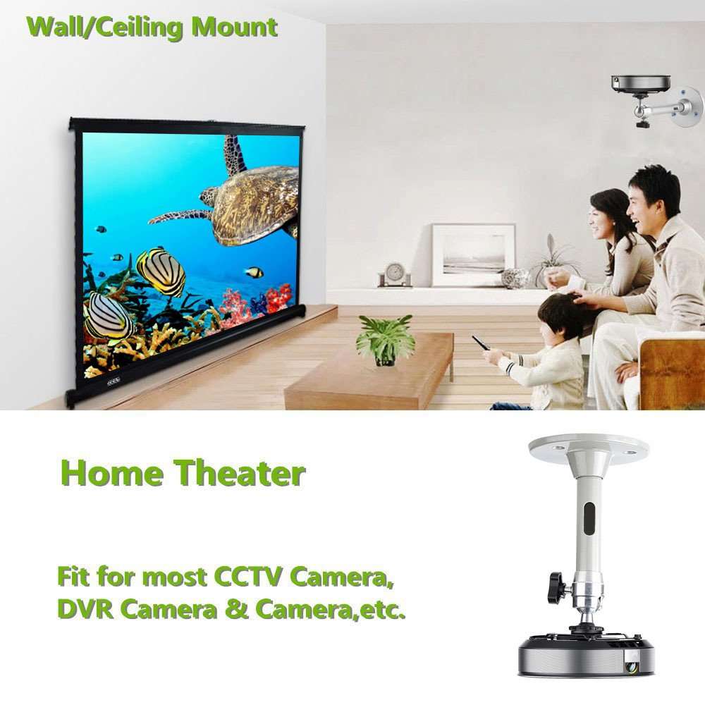 LANTWOO Universal Projector Wall Ceiling Mount Hanger, LCD/DLP Video Projection Mount Bracket Swivels 360 Degrees & Tilts 90 Degrees for Mini Projector 5