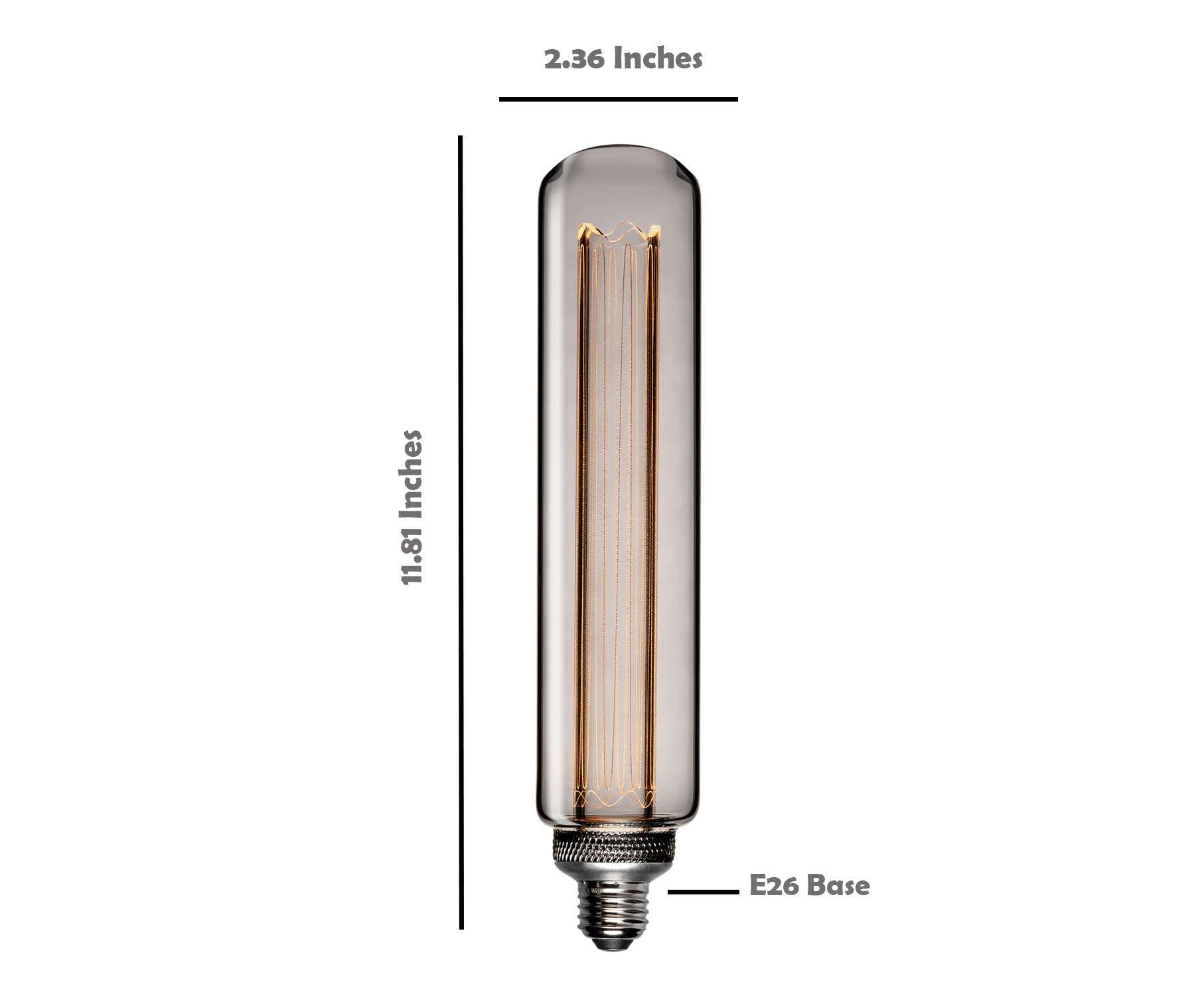 Next Glow Decorative LED Light Bulb E26 Standard Base, Acrylic Inner Pillar 3.5W, Dimmable T60 Style Glow, Beautiful Home Decor Lighting for Kitchen, Pendant Fixtures. (Smokey/Gray) 6