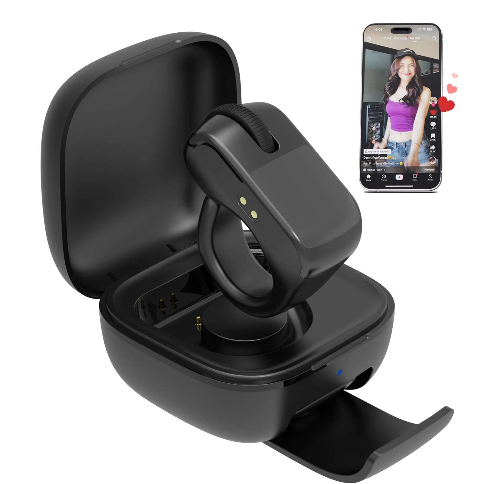 GUVOHUT Remote Control for TikTok,Air Finger Ring Mouse with Touchpad, Bluetooth Page Turner for iPad/Kindle App/iPhone/Android (Black) 1