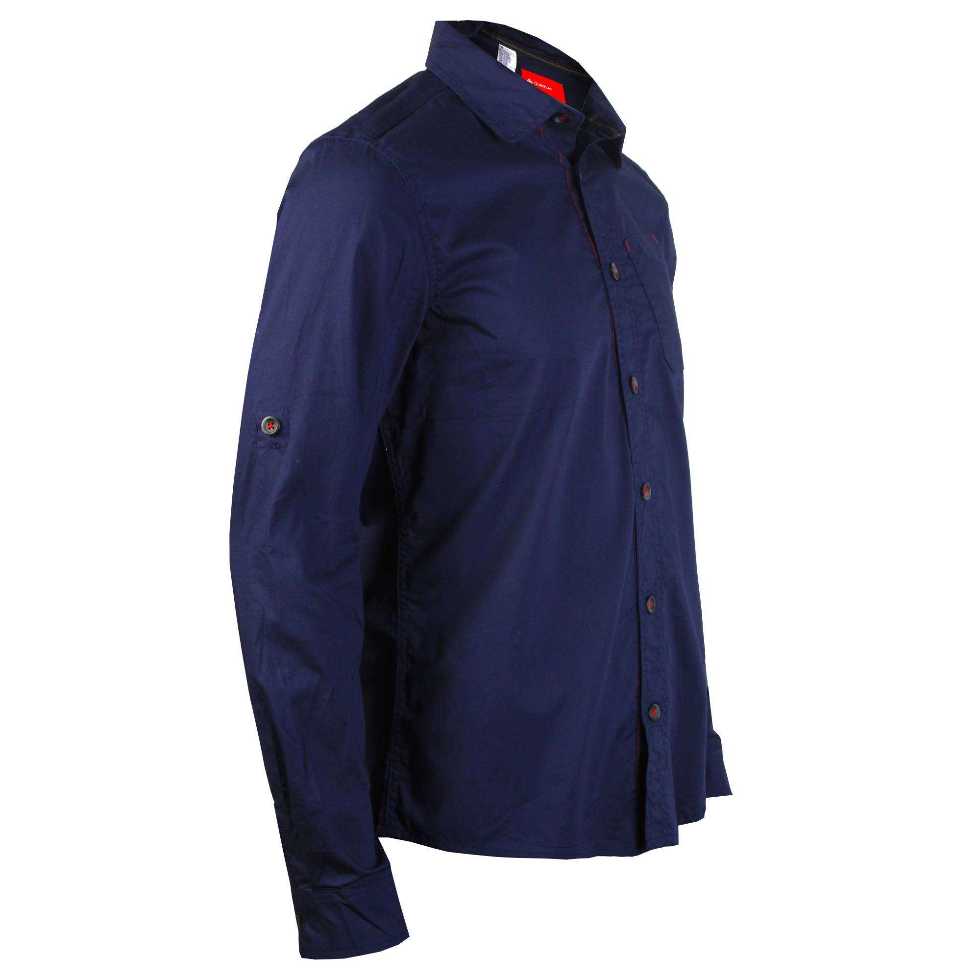 Forclaz 8381672 Cotton-Poly-Jersey Men Backpacking Shirt Travel 100, M (Blue) 2