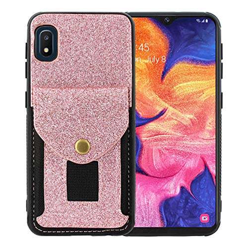 Lacass Slim Leather Wallet Case Protective Cover with Elastic Pocket Credit Card Slot Holder for Samsung Galaxy A10e SM-A102 (Bling Rose Gold) 2