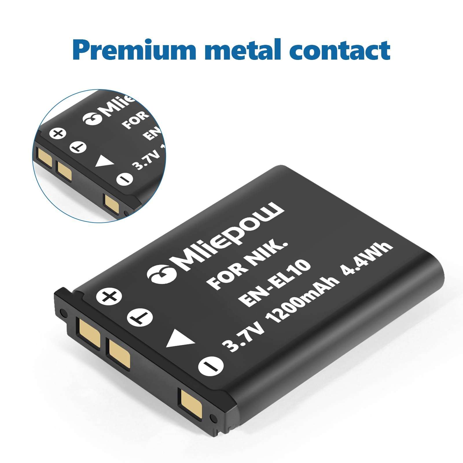 Mliepow 2 Pack EN-EL10 Battery and Micro USB Charger Compatible with Nikon Coolpix S60, S80, S200, S205, S220, S230, S500, S510, S520, S570, S600, S700, S3000, S4000 Digital Cameras, MH-63 Charger 4