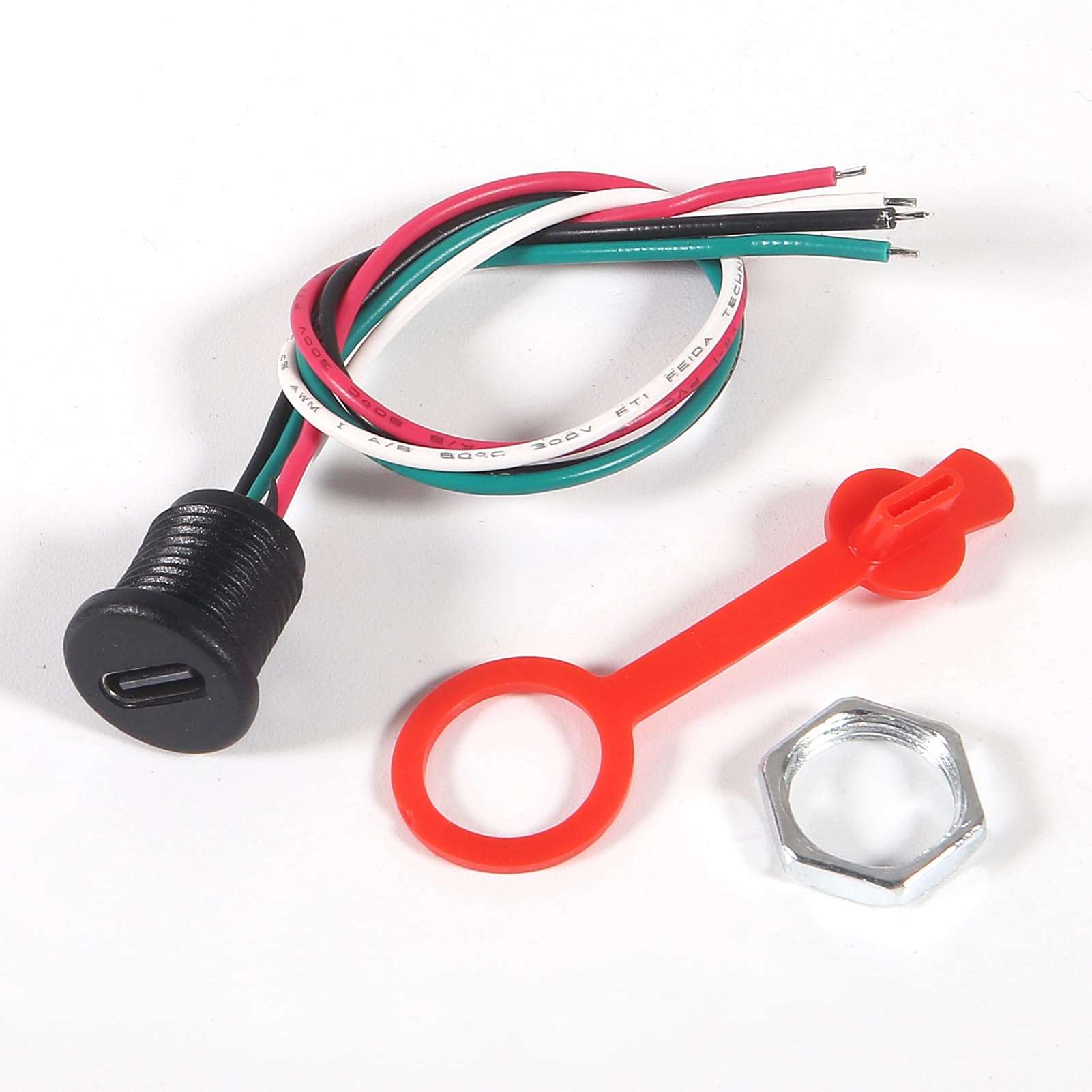 Coliao 10pcs Type-C Female Chassis 4 Pin Type-C Female Socket Connector Waterproof Jack Charging Port 3A USB-C Charger Plug Socket, Round Black 3