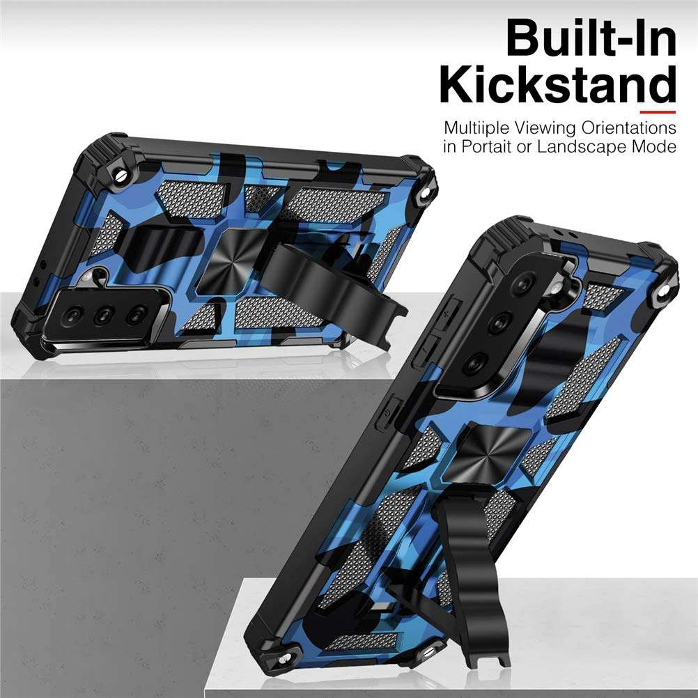 Croazhi S21 Plus Case Phone Case Compatible with Samsung Galaxy S21 Plus 5G Cover Heavy Duty Protection Armor Protective Cases S21+ 5G Case Camouflage with Kickstand Megnetic Shockproof 2