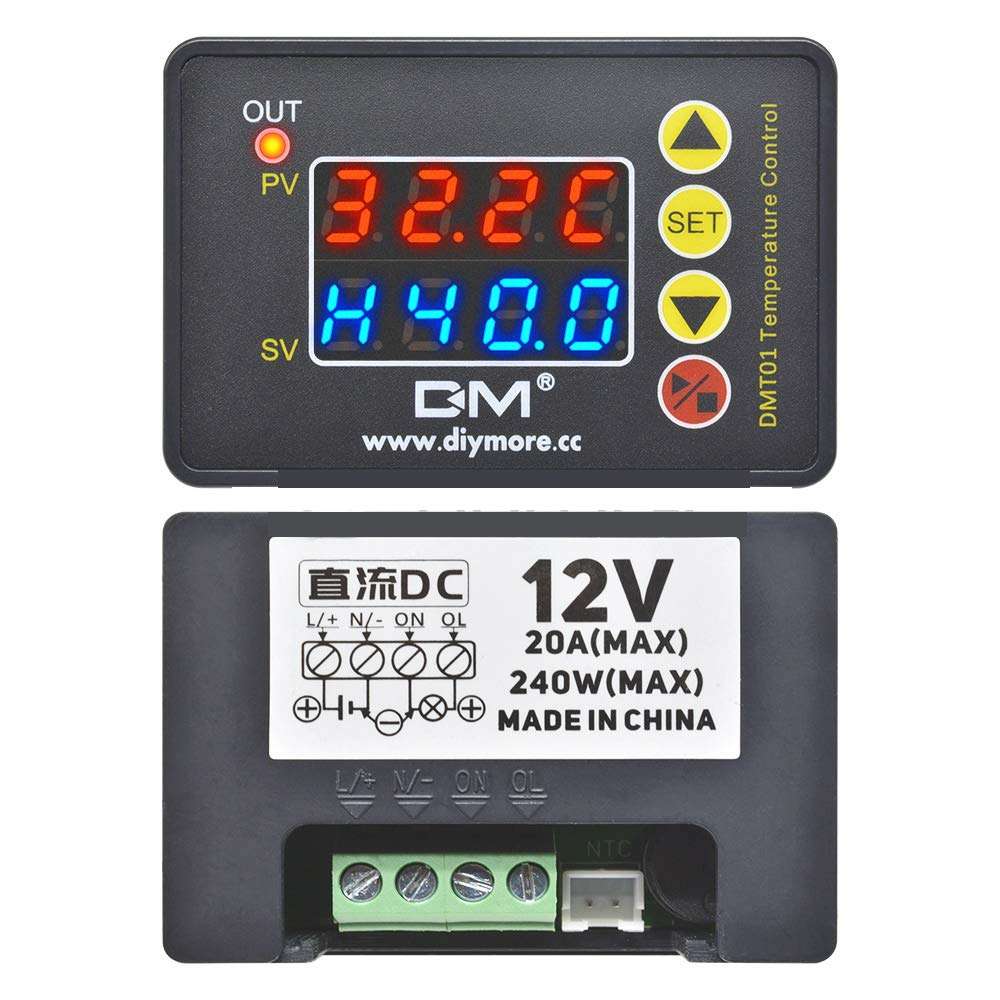 WSDMAVIS 1 Pcs DC 12V Temperature Controller Digital Thermostat Controller Microcomputer Temp Control Module 4-Bit Dual LED Display with NTC 10K Sensor,WS287 2