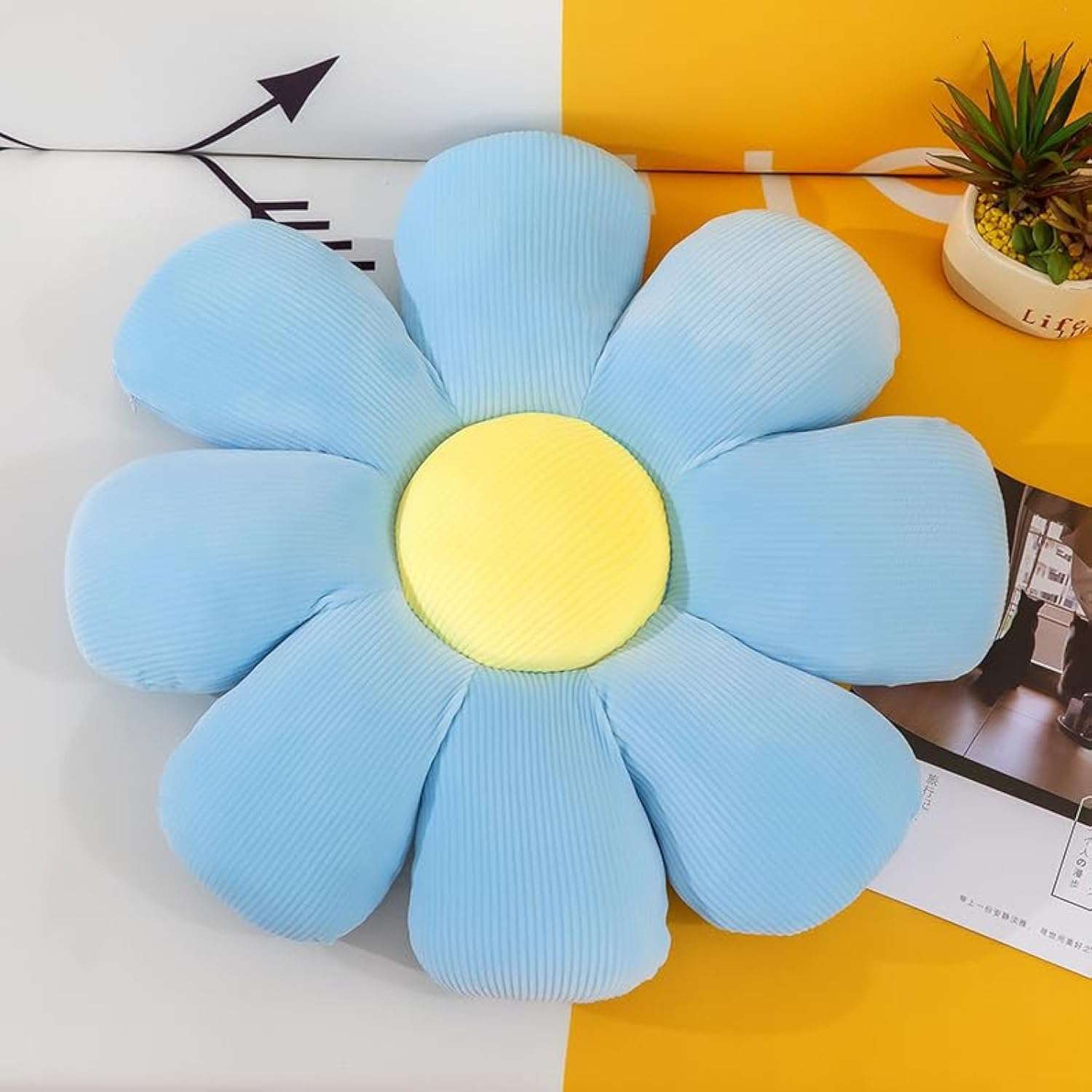 AVSHUB Flower Floor Pillow Flower Shape Cushion Cute Seating Pad Sunflower Chair Cushion Oversized Throw Pillow for Home Decoration Kids Girls Women Gifts (Blue)
