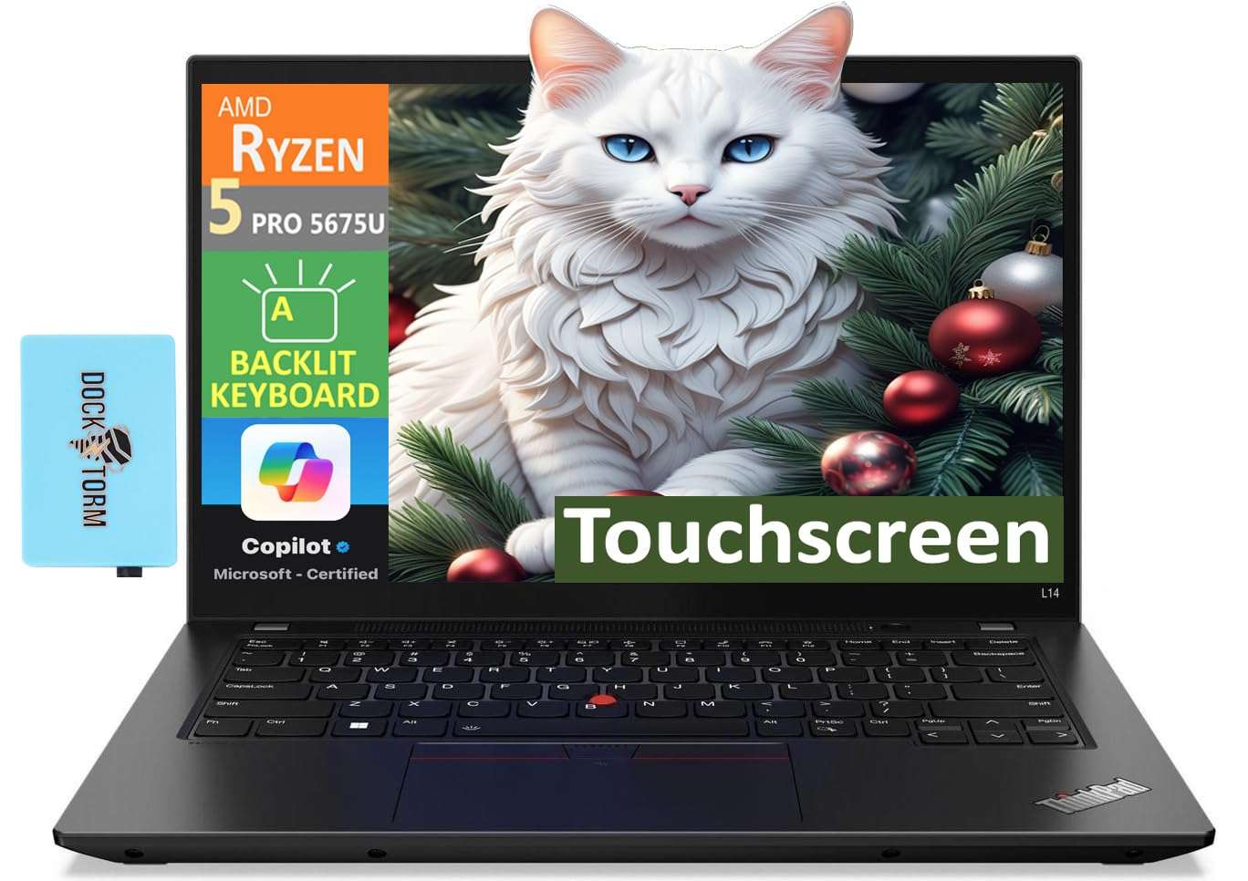 Lenovo ThinkPad L14 Gen 3 Touchscreen 14.0" FHD IPS Business Laptop (AMD Ryzen 5 PRO 5675U (Beats i7-1165G7), 16GB RAM, 512GB PCIe SSD, Backlit KYB, Wi-Fi 6E, Win 10 Pro) w/DKZ Hub USB Port Expander 1