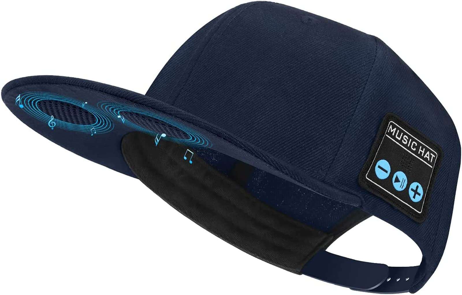 Removable Cap with Bluetooth Speaker, Built-in Microphone in Baseball Cap, Sun Shading, Music Listening, Phone answering (Blue)