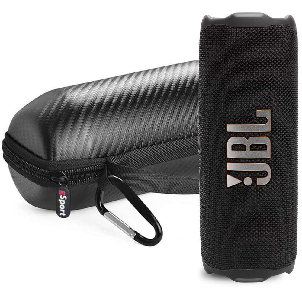 JBL FLIP 7 Waterproof Portable Speaker Bundle with gSport Carbon Fiber Case (Black) 1