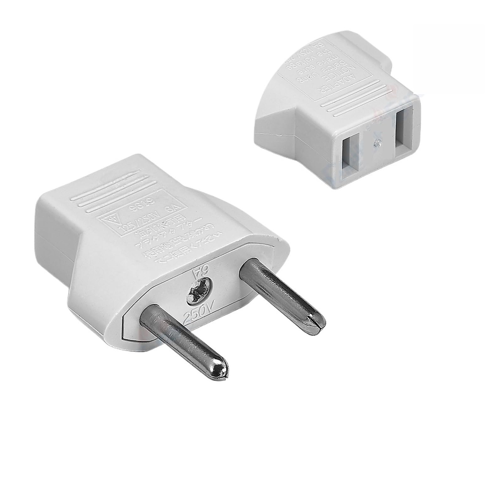 QXCIVR Plug adapters 1-100pcs U+S/E+U Outlet U+S to E+U Software Adapter 2pin 4.0mm Travel Adapter E+U to U+S Software Power Adapter Converter Electric Outlet(100 pcs,EU Plug White) 1