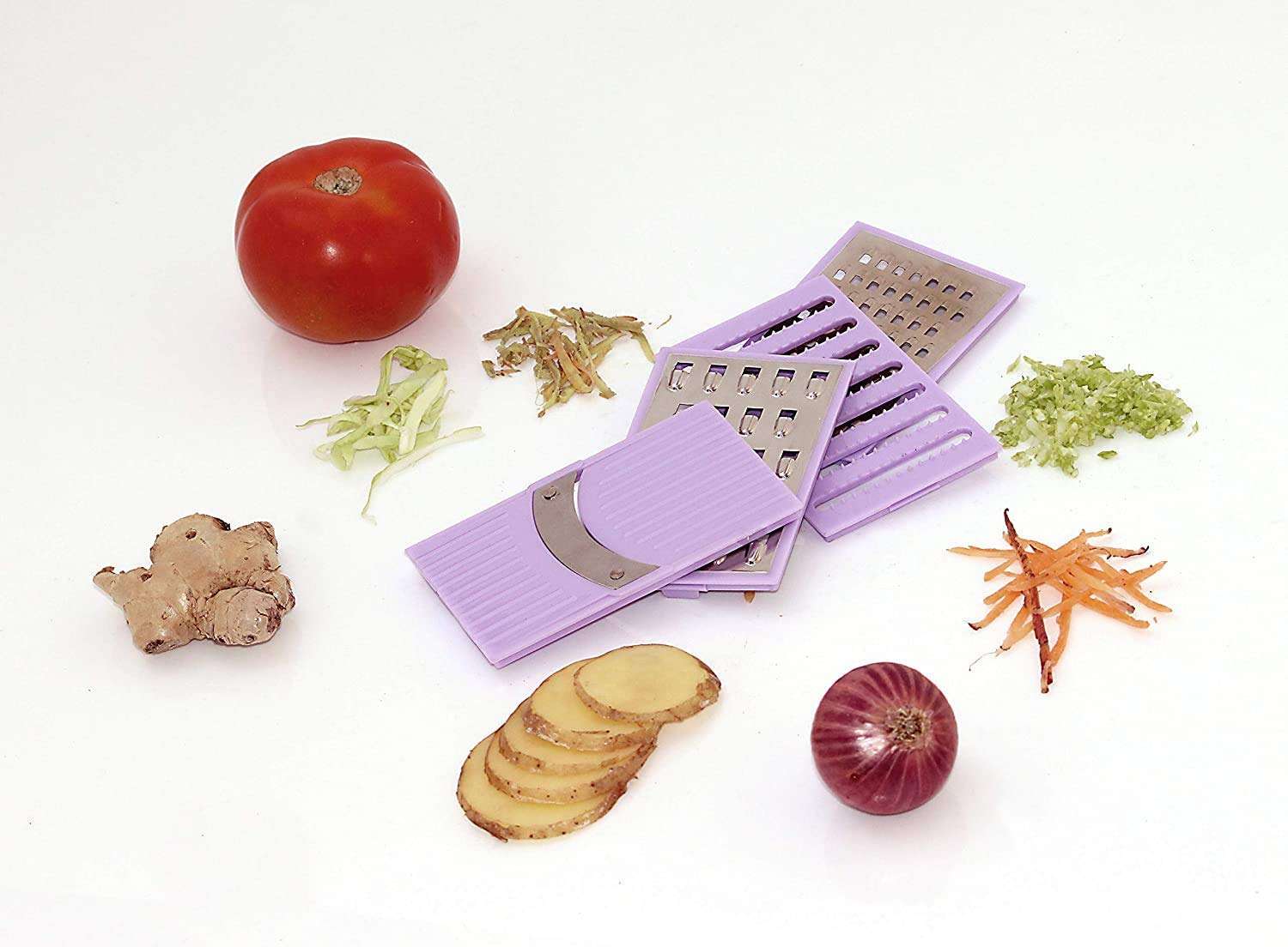 KREZON 4 in 1 Plastic Vegetable and Fruit Grater and Slicer for Kitchen Multi Color 4