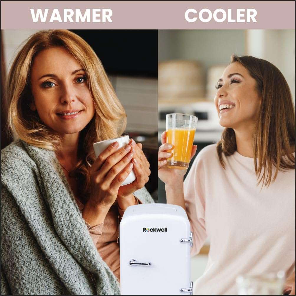 ROCKWELL 4L Car Mini Fridge and Warmer, AC/DC Portable Thermoelectric Cooler/Warmer for Skincare, Cosmetics,Snacks & Medicine – White 4