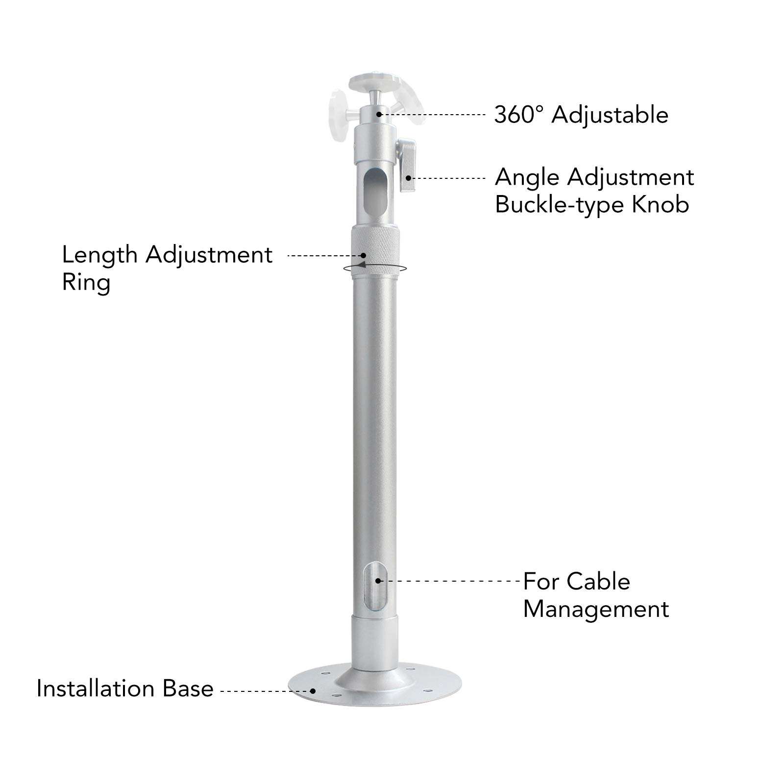 Universal Ceiling Projector Mount 23.6-41.3inch Silver Height Adjustable Wall Mount 360°Rotation Extendable Projector Hanger Long Projector Bracket Multifunctional for Projectors CCTV DVR Camera 2