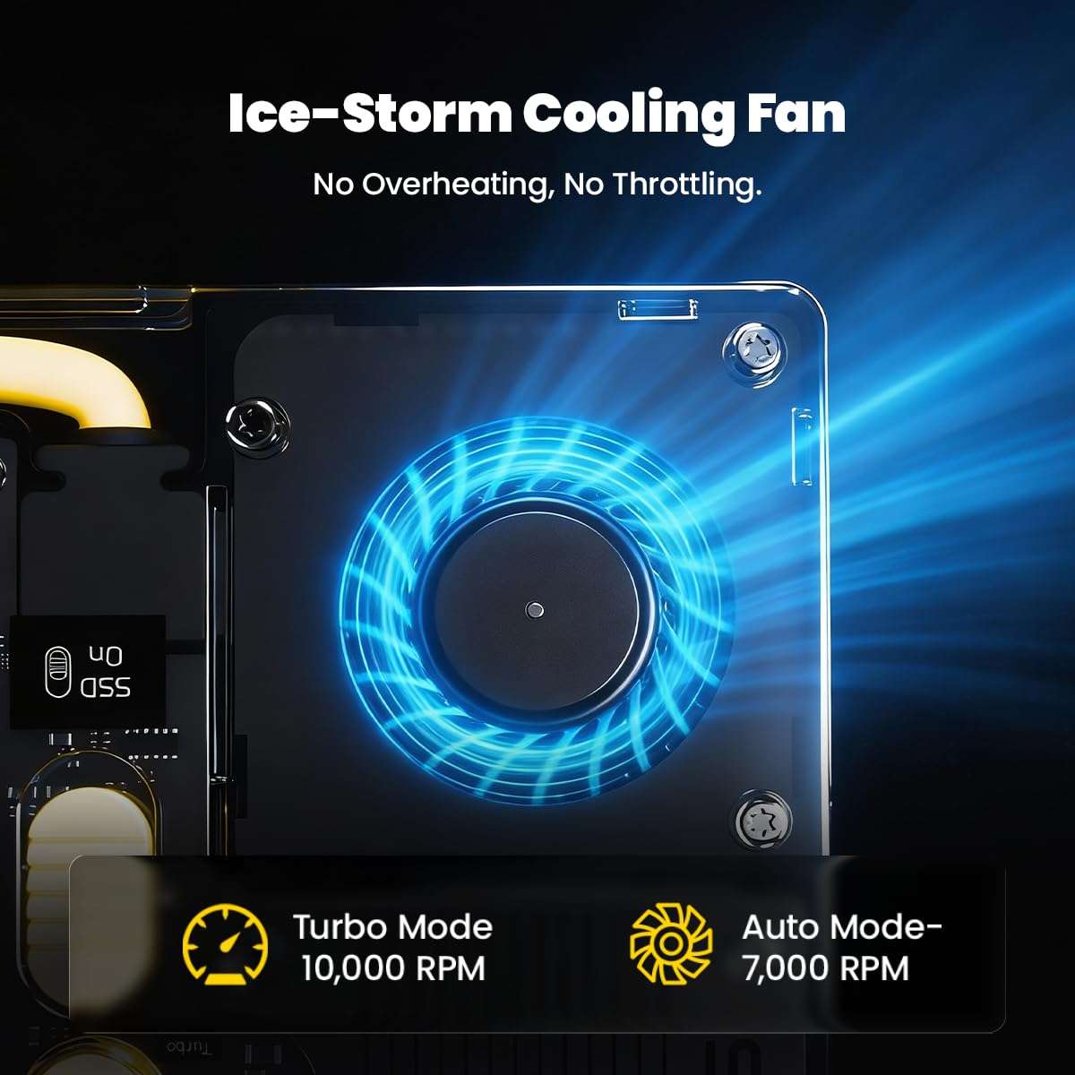 sharge Disk Pro 4TB Portable SSD with Active-Cooling Fan, 4-Port Hub with HDMI 2.1, 10 Gbps Built-in Cable, Magnetic External Solid State Drive for MacBook, PC and More-Yellow 6