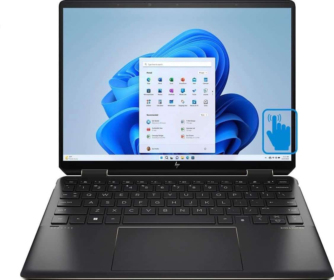HP Spectre x360 2-in-1 Laptop 2023 13.5” 1920 x 1280 Display, Intel Core i7-1355U, 10-core, Intel Iris Xe Graphics, 16GB LPDDR4, 2TB SSD, Backlit Keyboard, Thunderbolt 4, FP, Windows 11 Home 1