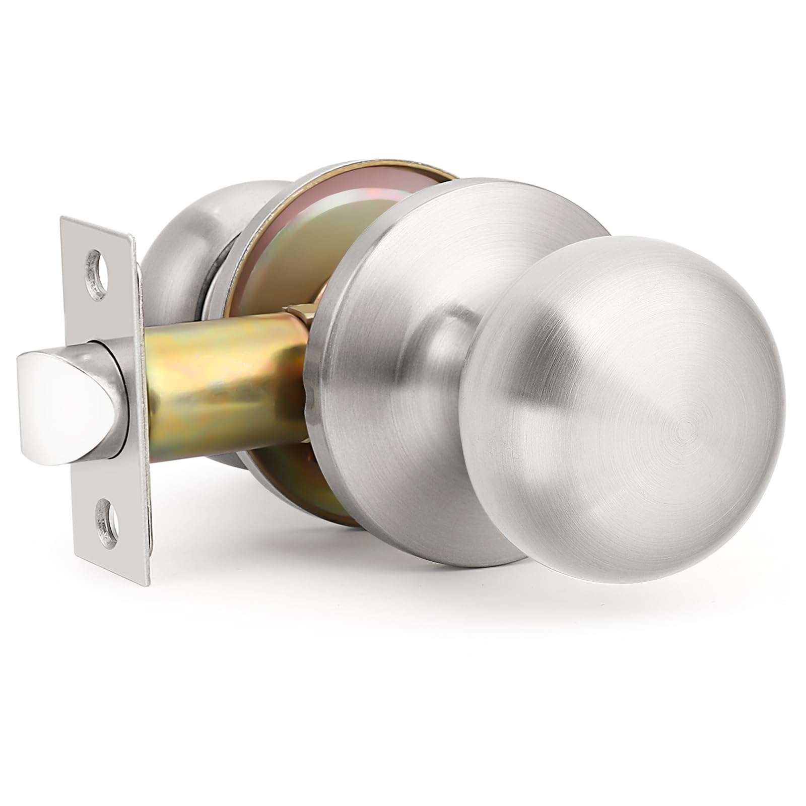 GOBEKOR 1 Pack Dummy Door Knobs Interior Satin Nickel Single Dummy Door Knob for Closet Round Dummy Knobs for French Doors Single Side Knob 1