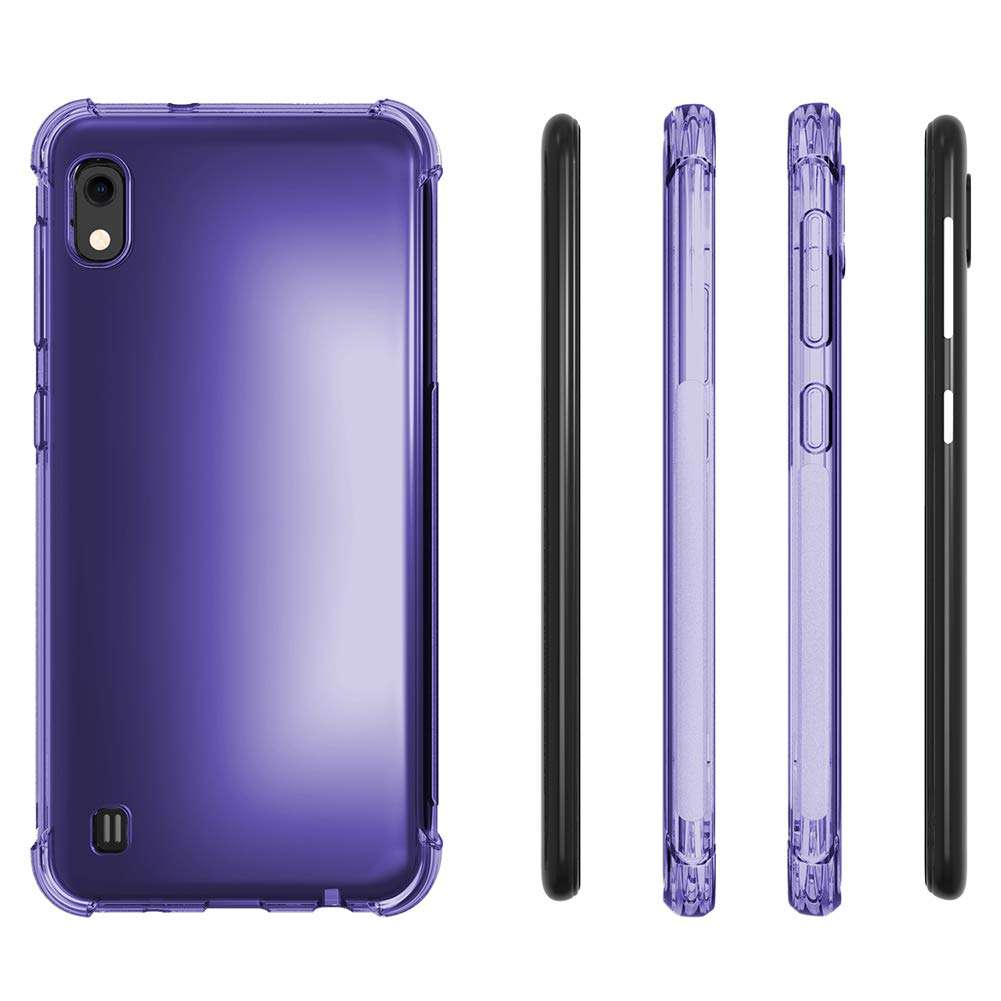 PUSHIMEI Samsung Galaxy A10 Case[not fit Galaxy A10e 5.8"], Soft TPU Crystal Transparent Slim Anti Slip Full-Body Protective Phone Case Cover for Samsung Galaxy A10 6.2"(Clear Purple Anti-Shock TPU) 6