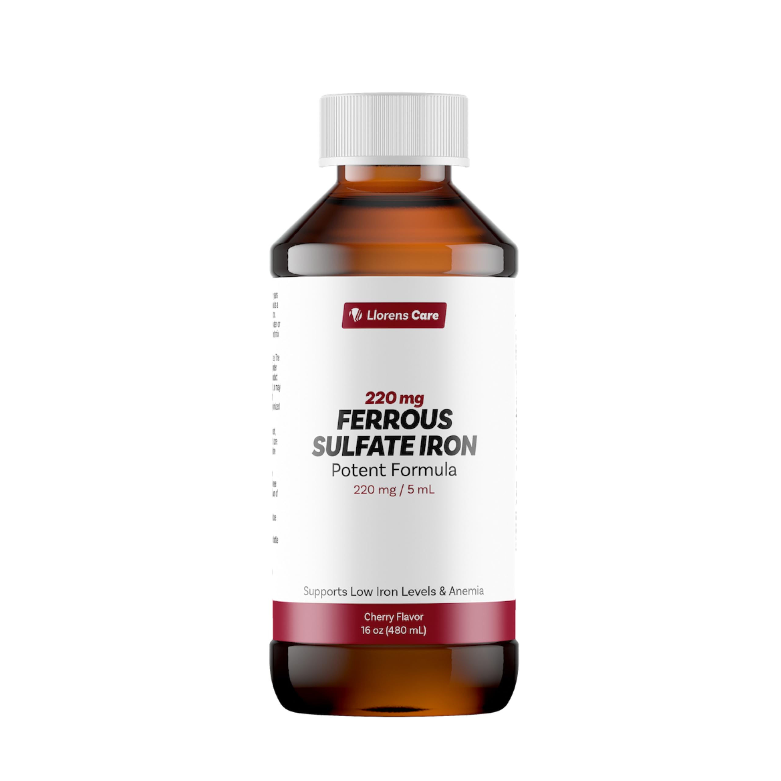 Ferrous Sulfate Liquid Iron Supplement for Adults by Llorens Care - 220 mg in 5 ml Iron Complex Supplement for Anemia and Iron Deficiency. Boost Energy Levels 1
