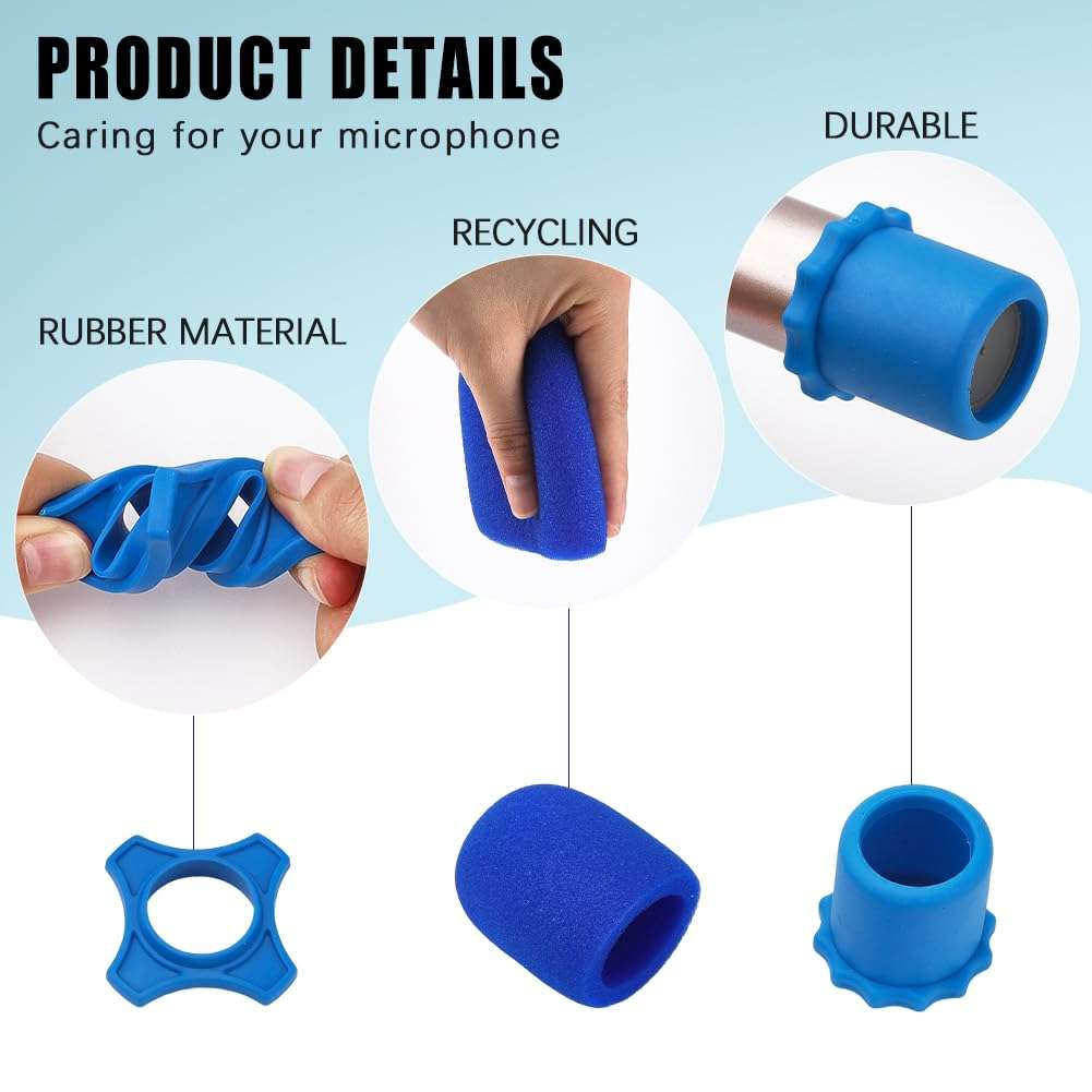 CREATCABIN 8 Sets 6 Colors Microphone Silicone Sleeve Sponge Microphone Cover Colorful Column Handle Hygienic Mic Mike Karaoke Windscreen Protectors Sleeves for KTV Karaoke Bar News Interview Mic 6