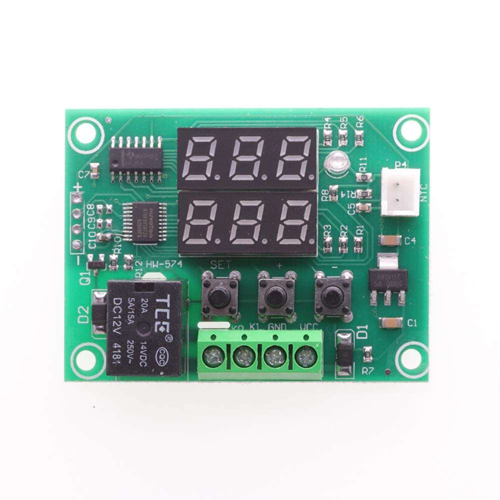 XH W1219 Temperature Controller Module Double LED Display DC 12V Digital Cooling/Heating Thermostat with Waterproof NTC Probe Dual (Red Green) 2PCS 5