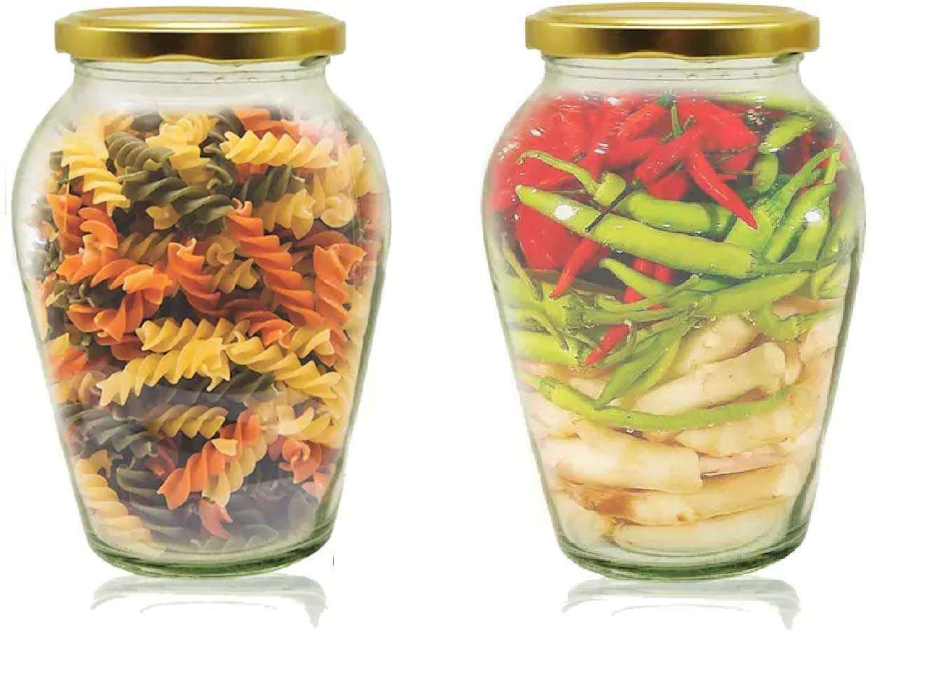 WELNOX Big Pot Glass Jar |Plastic Storage Boxes |Food Storage Container Set |Candy box |Glass Jars | Dry Fruit Box |Plastic Container|Kitchen Storage Set | Spice Jars |1000ml- 4pc 5