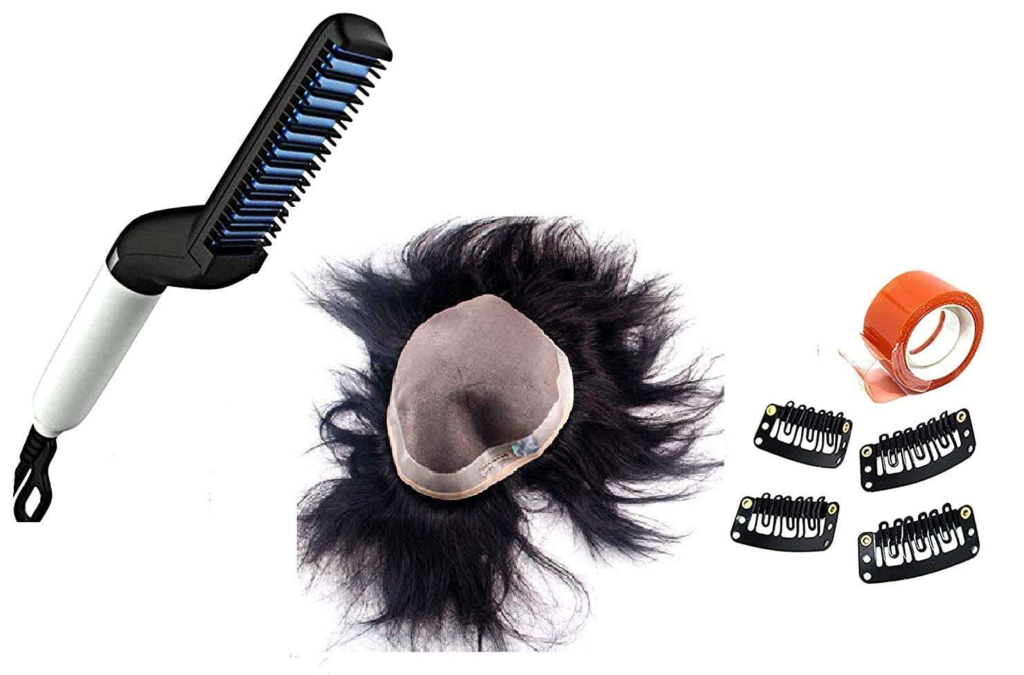 Verbier Latest Arrived USA Human Hair Wig For Men To Cover Baldness And Easily Attachable Hair Wig Black/Brown Size 10x7 Pack Of 1 1