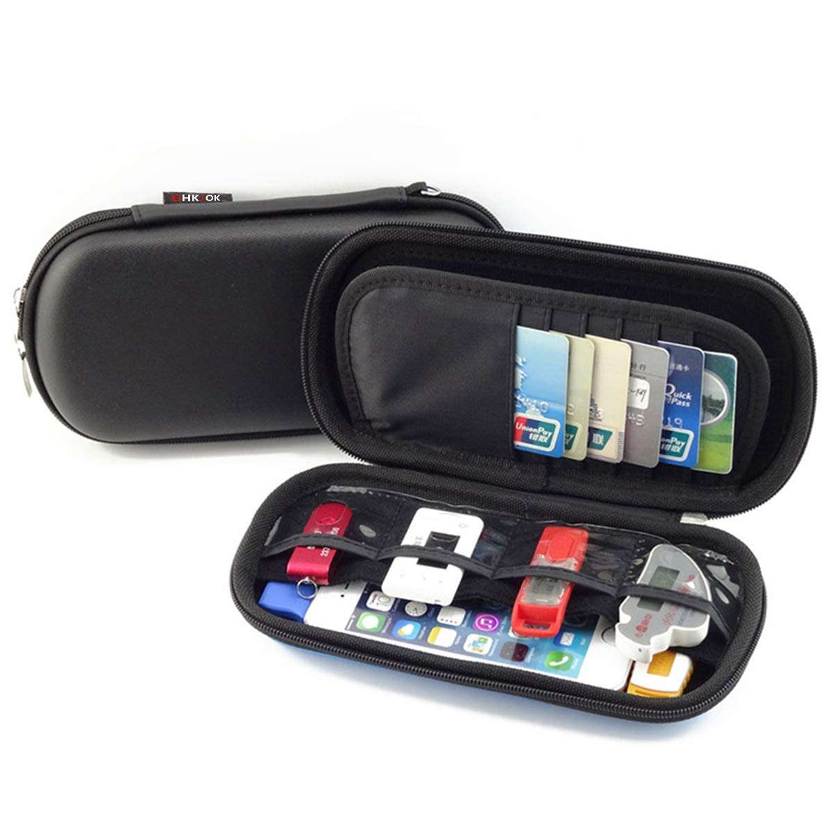 GHKJOK Small Electronics Case Carrying Case Gadget Bag Oval Tidy Storage Box for U Disk Charging Plug Data Cable Package Earphone Nylon Organizer Snake Skin Pattern Multifunctional 1