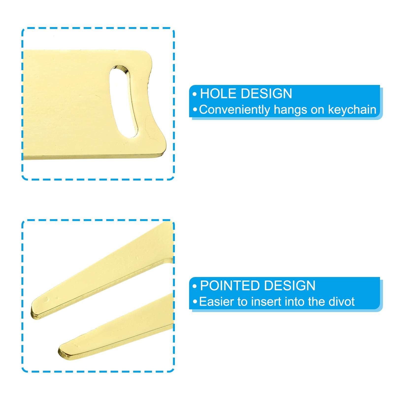 PATIKIL Metal Bending Golf Divot Repair Tool, 4 Pcs Metal Golf Fork Accessory Curved Spit for Golf Golfer Men Women Repairing, Gold Silver Black Copper 4