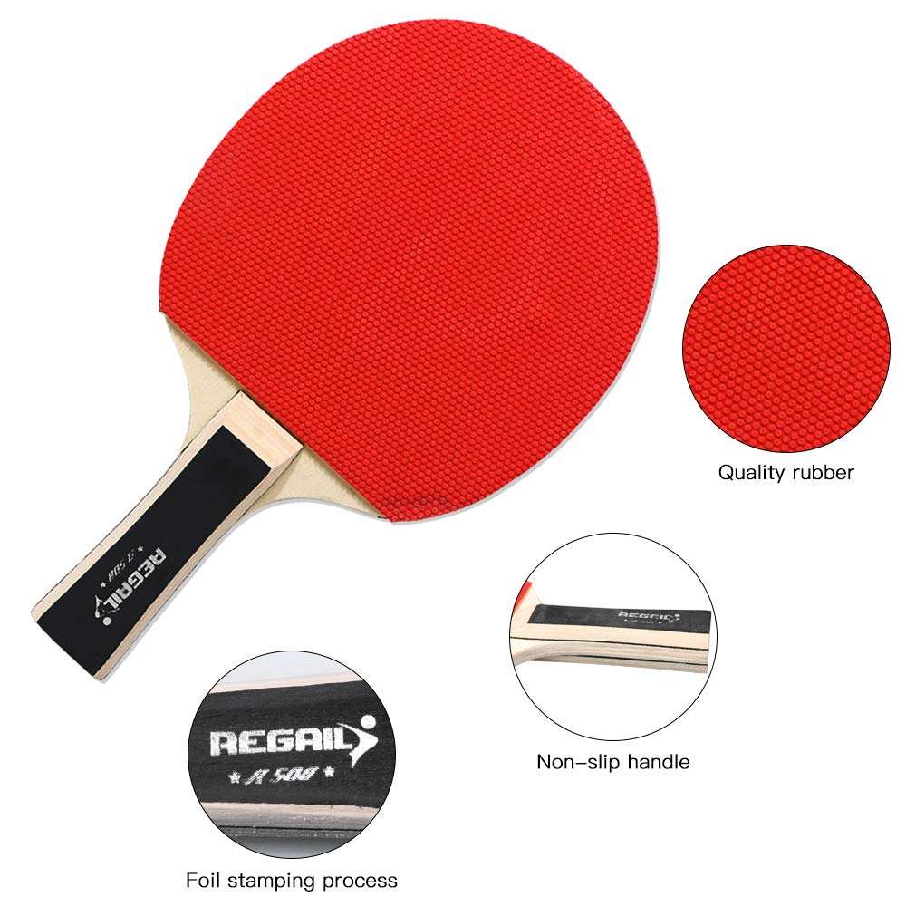 Ping Pong Paddles Quality Table Tennis Rackets 2 Ping Pong Bats Long Handle Ping Pong Racket Set Training Accessories Racquet Bundle Kit with 3 Balls for Both Indoor and Outdoor 4