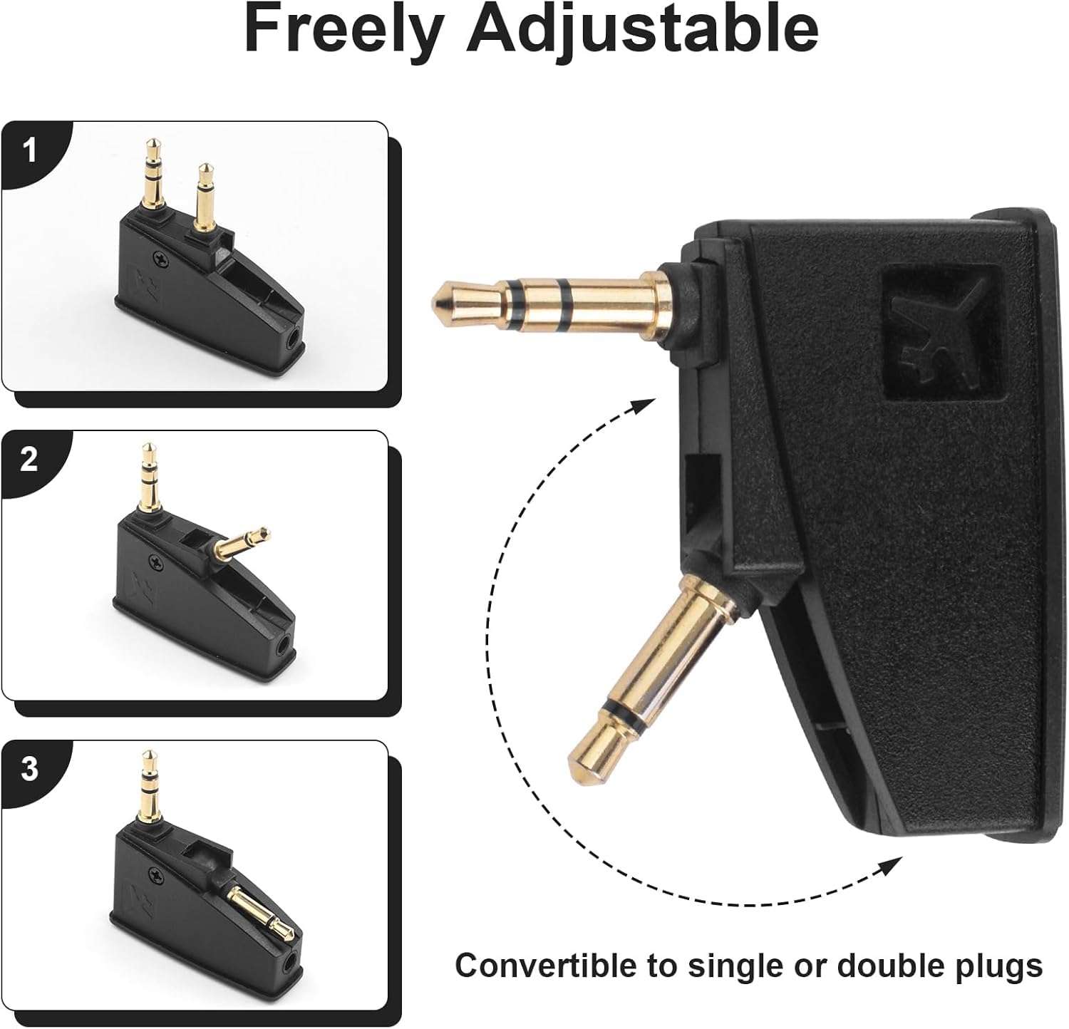 Airplane Headset Adapter and Short Micro USB Charging Cable, Compatible with Bose QuietComfort35/QC35II/QC25/QC20 Headset and More 5
