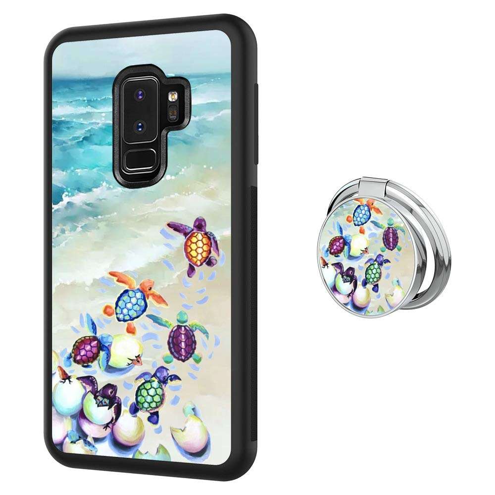 Samsung Galaxy S9 Plus Mobile Phone Case, with Fixed Ring Turtle Soft Black TPU Rubber and PC Non-Slip Grip Cover, Compatible for Samsung Galaxy S9 Plus (Turtle) (Turtle) 1
