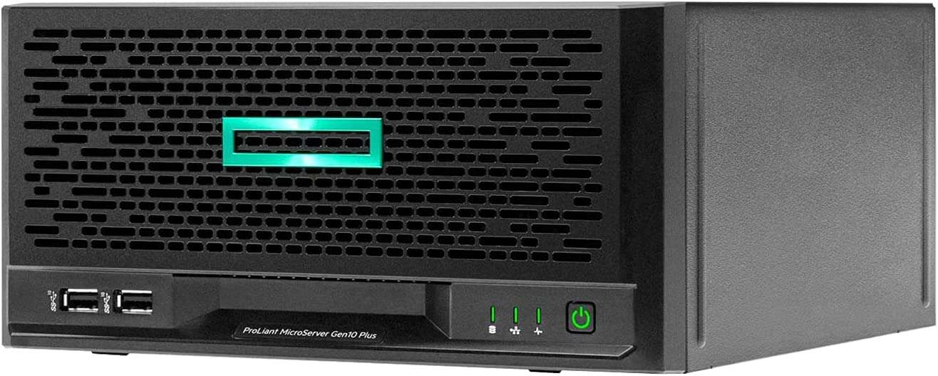 Hewlett Packard Enterprise HPE ProLiant MicroServer Gen10 Plus v2 Ultra Micro Tower Server for Small Business, Xeon E-2314 2.8GHz, 32GB Memory, 4TB SSD Storage, RAID, iLo 2