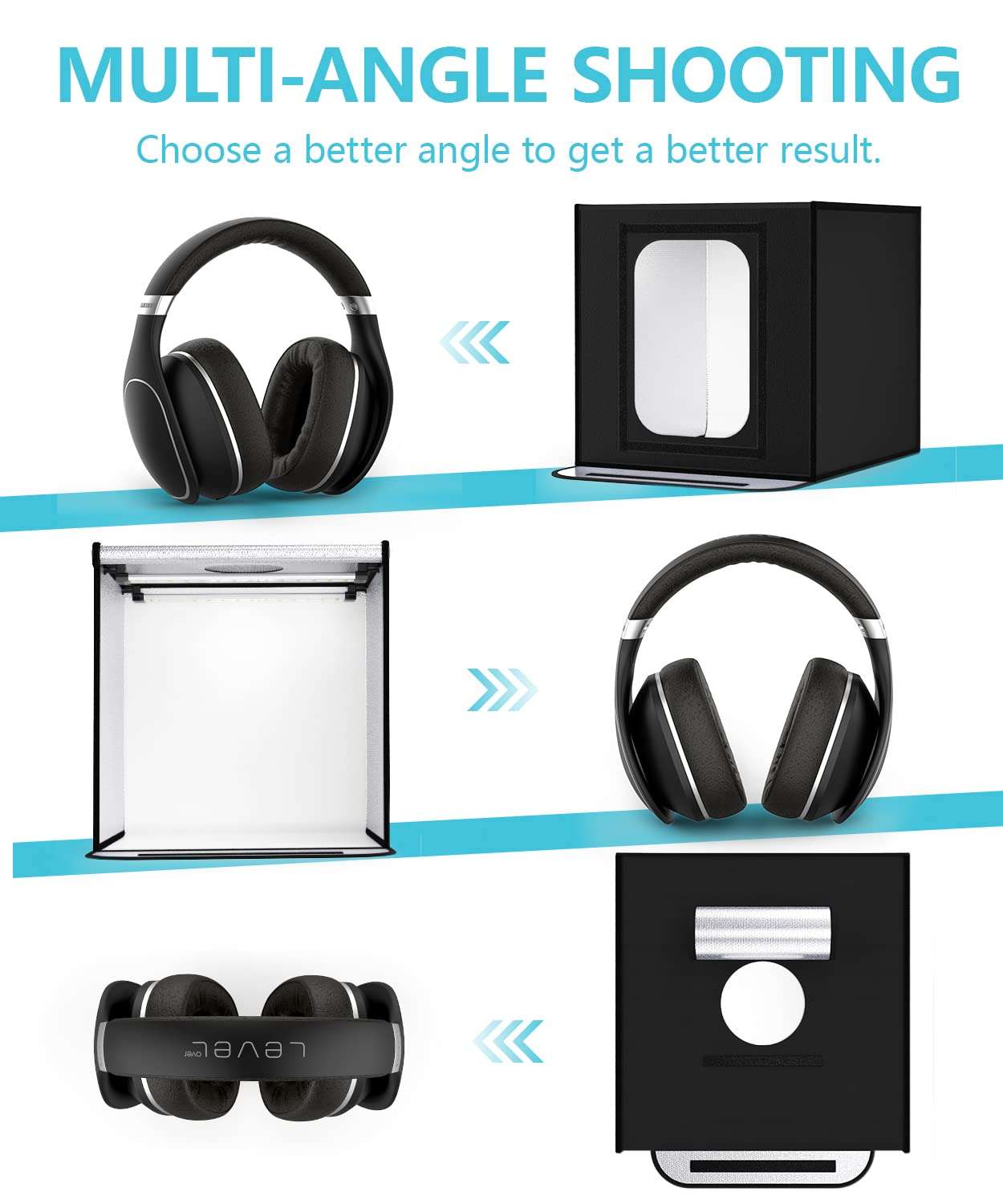 8 Pcs Backgrounds Photo Light Box, SAMTIAN Portable 16x16x16 Inches Photography Studio Light Box Shooting Tent Tabletop Photography Lighting Kit with Brightness Dimmer for Photography 5